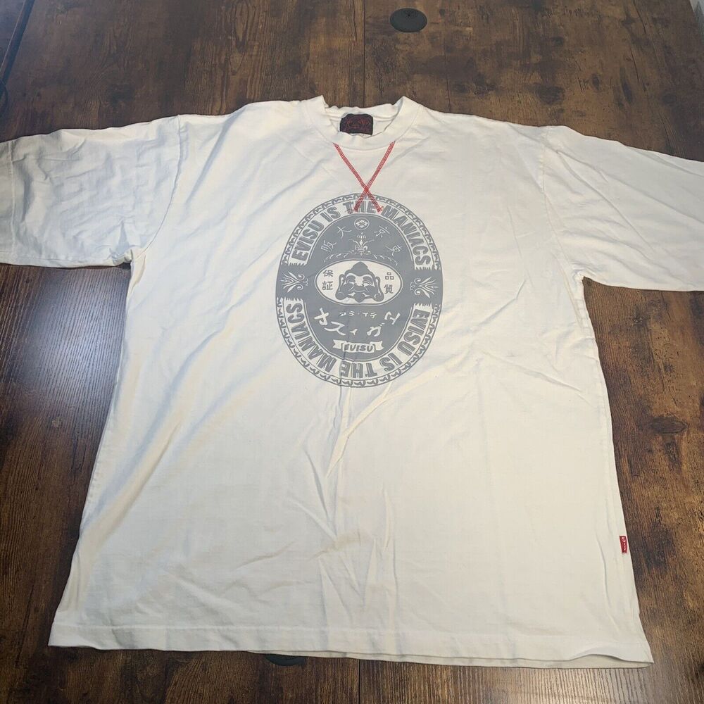 Evisu is the Maniacs Buddha White‎ T shirt Size XXL